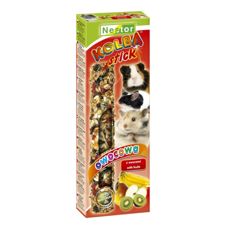 Baton pentru rozatoare si iepuri, Nestor, Fructe, 2 buc, 115 g