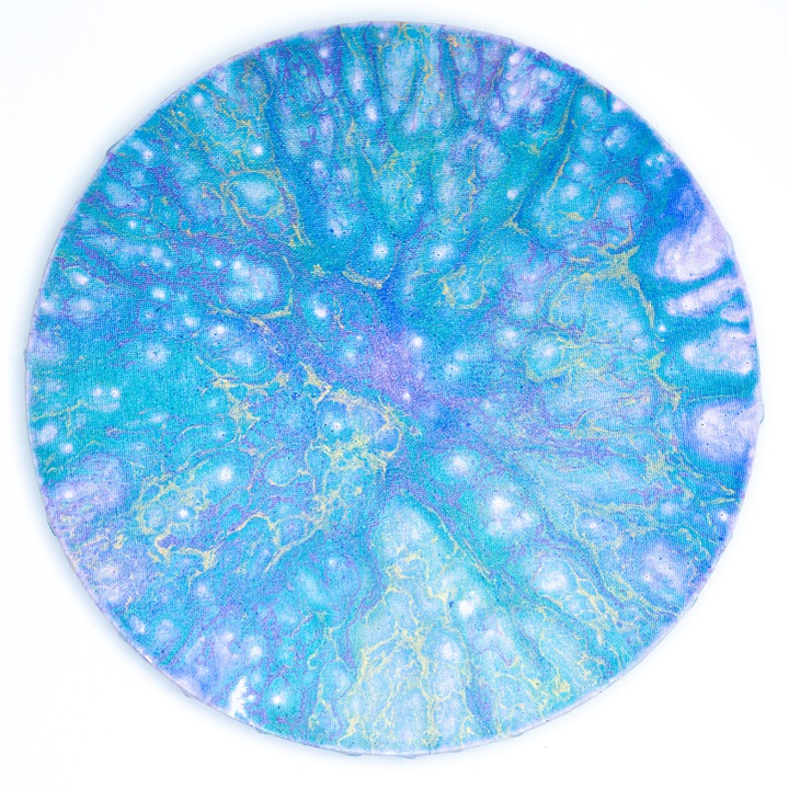 Tablou Unicat - Ingerul Intelepciunii - Angel of Wisdom - Original, rotund 30 cm, Lucrat cu Mixed Media Art & Glassy technique, Brand Academia Viata Constienta®