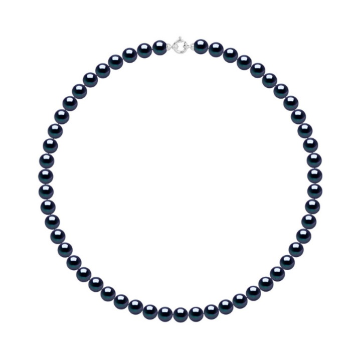 Colier Perle, Negru/Argintiu