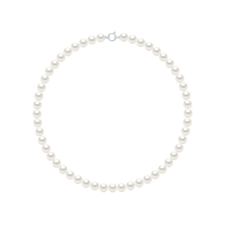 Colier Perle, Alb/Argintiu