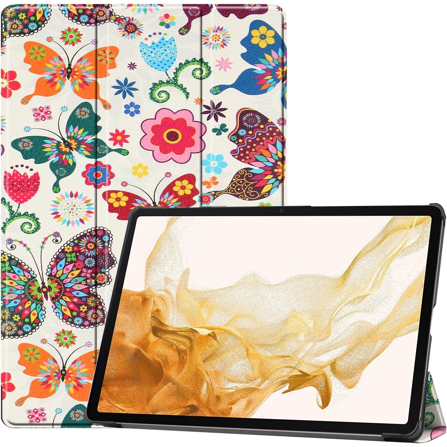 Husa pentru Samsung Galaxy Tab S10+/S9+/S9Fe+, 12.4'', UltraSlim de tip stand, functie sleep/wake-up, Smart Cover, model Butterfly, Sigloo