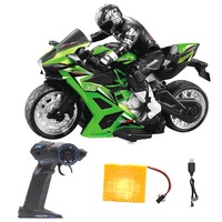 Motocicleta electrica, jucarie cu telecomanda, masina cu telecomanda, senzor de echilibru, 2.4GHz, Fudisenn®, distanta de telecomanda 35-50 metri, LED, USB, 26.7x11.9x17.6 cm, potrivita pentru copii peste 6 ani, verde