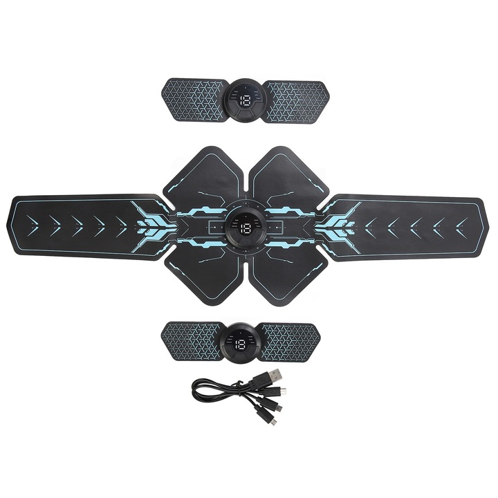 Mmgoqqt мускулен стимулатор за корем, гръб, бедра, прасци, ръце, USB захранване, PU материал