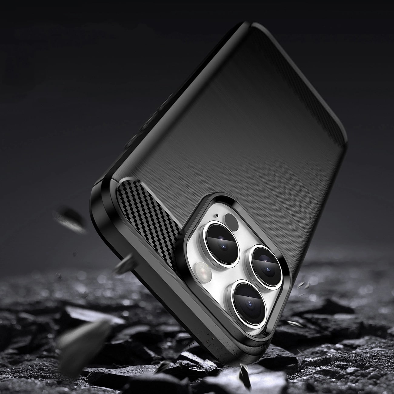 Carcasa Flexible Carbon compatibila cu iPhone 16 Pro Max Black