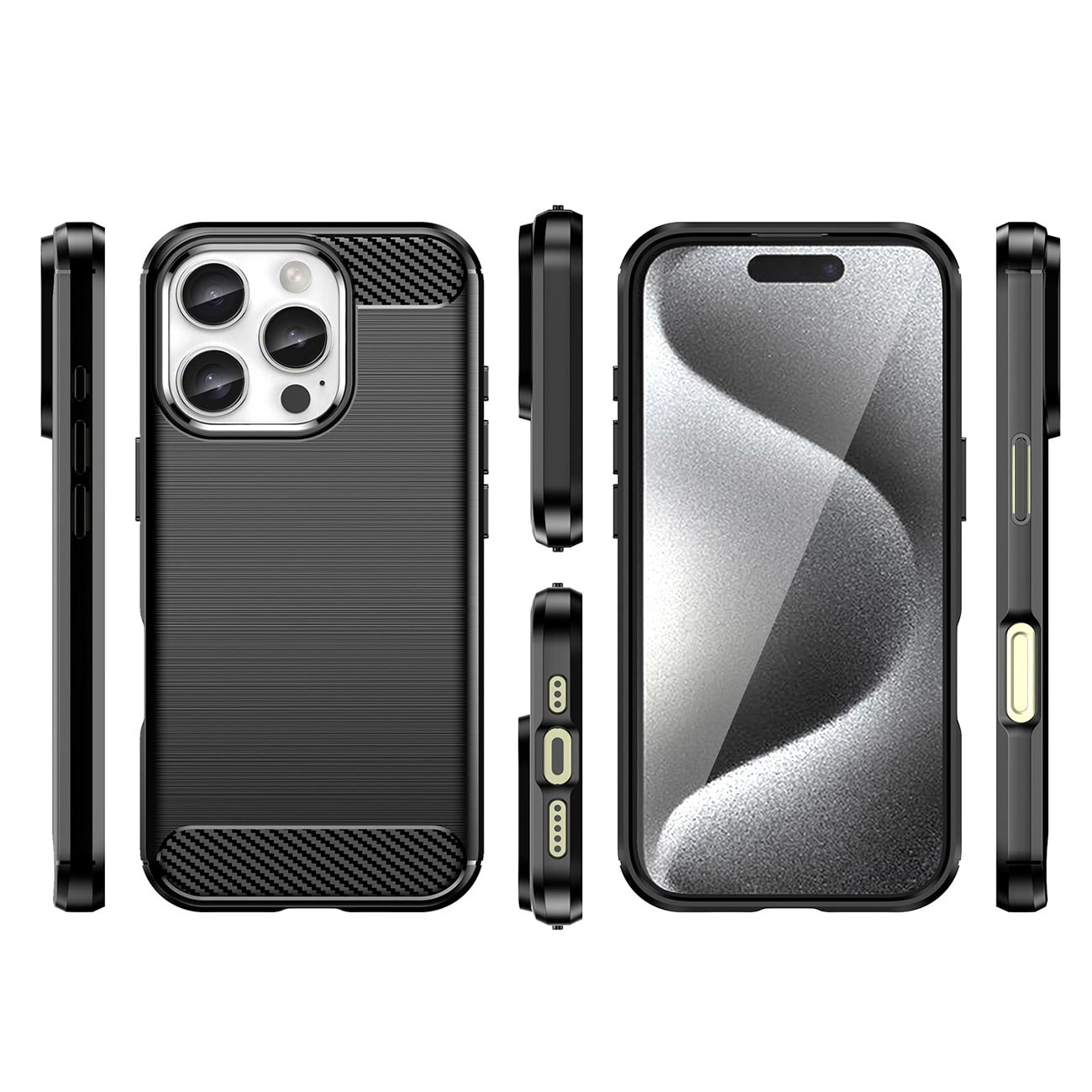 Carcasa Flexible Carbon compatibila cu iPhone 16 Pro Max Black