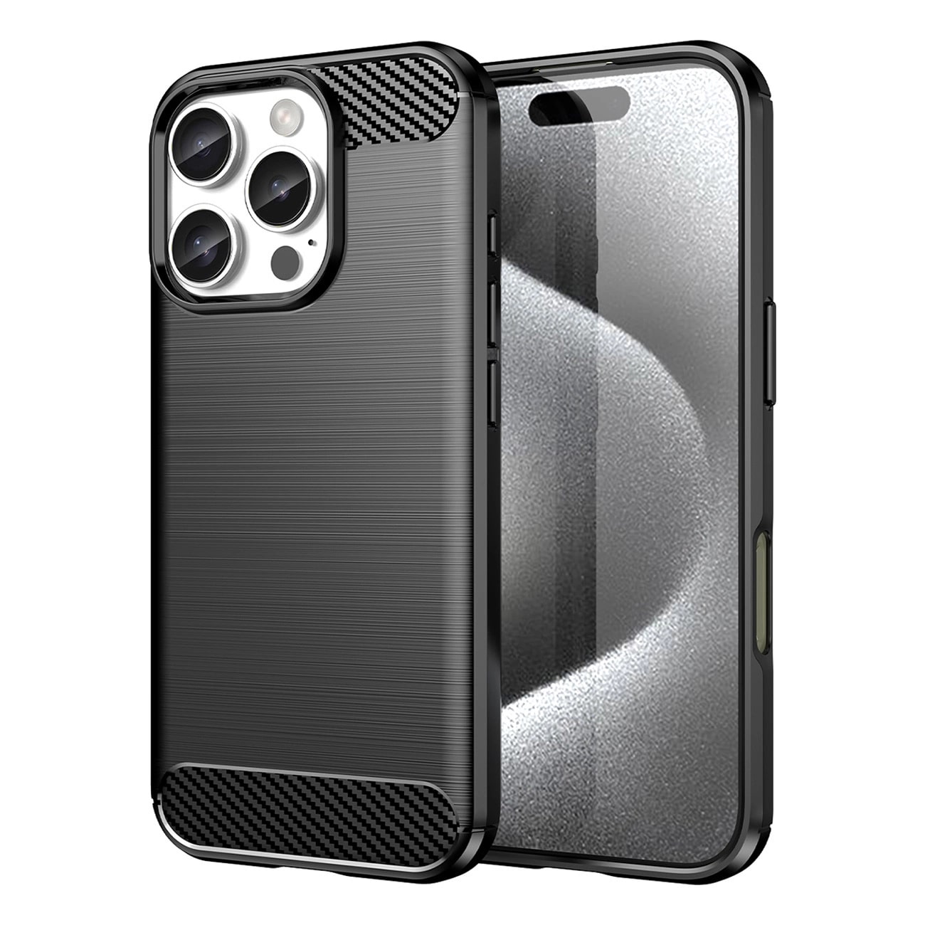 Carcasa Flexible Carbon compatibila cu iPhone 16 Pro Max Black