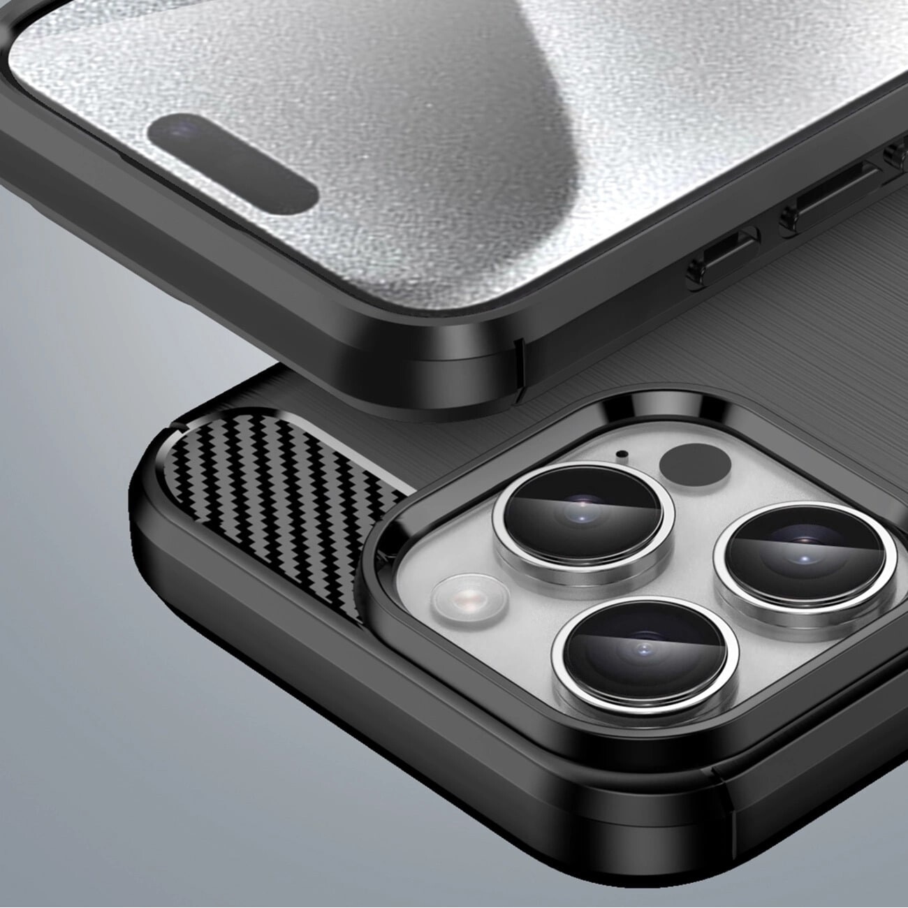 Carcasa Flexible Carbon compatibila cu iPhone 16 Pro Max Black