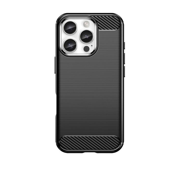 Carcasa Flexible Carbon compatibila cu iPhone 16 Pro Max Black