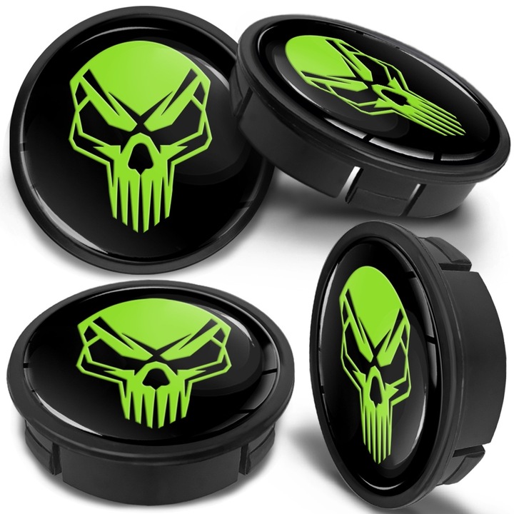 SkinoEu Kupak készlet alufelnihez, külső átmérővel 60mm, belső átmérővel 56mm, alumínium keréktárcsákhoz, Univerzális, Skull, CX 39, 4db