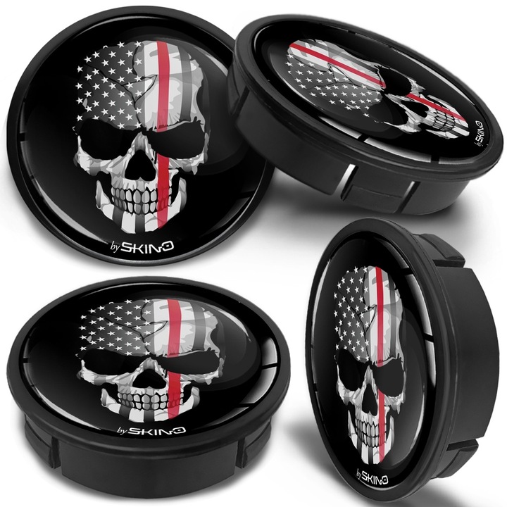 SkinoEu OD 60mm OD 56mm könnyűfém keréktárcsa készlet Univerzális koponya US Flag CX 47 könnyűfém keréktárcsa sapkák 4db
