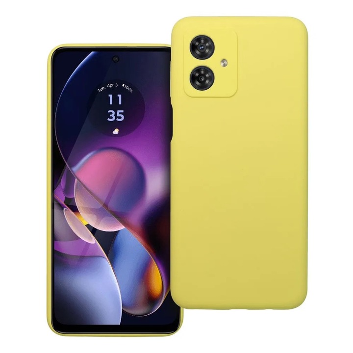 megaMOBILE® tok Szilikon modell 2mm, belső mikroszálas Motorola Moto G54 5G-hez, sárga