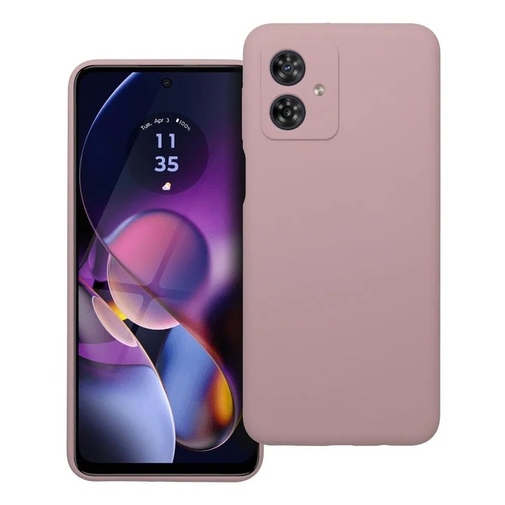 megaMOBILE® tok Szilikon modell 2mm, belső mikroszálas Motorola Moto G54 5G-hez, púder rózsaszín