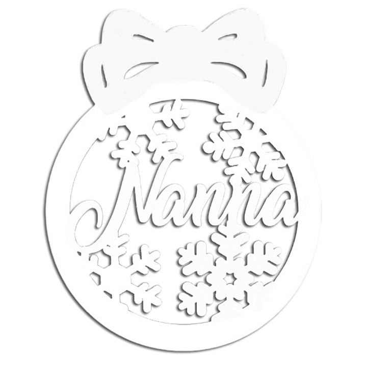 Nanna karácsonyi földgömb, hópelyhek, 10cm, fehér fa, ArtemisGift