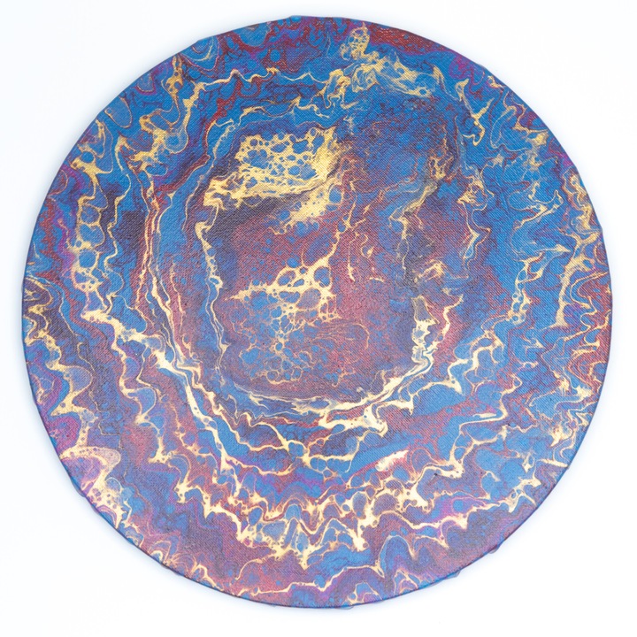 Tablou Unicat - Pamantul e un trandafir Albastru -Earth is a blue Rose -Tablou Original, Lucrat cu Mixed Media Art & Glassy technique