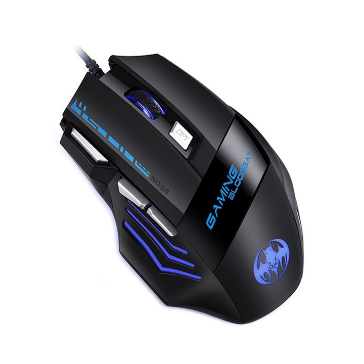 Мишка NAXSIR RGB, жична, USB, 4 регулируеми DPI, 7 светлинни ефекта, черна