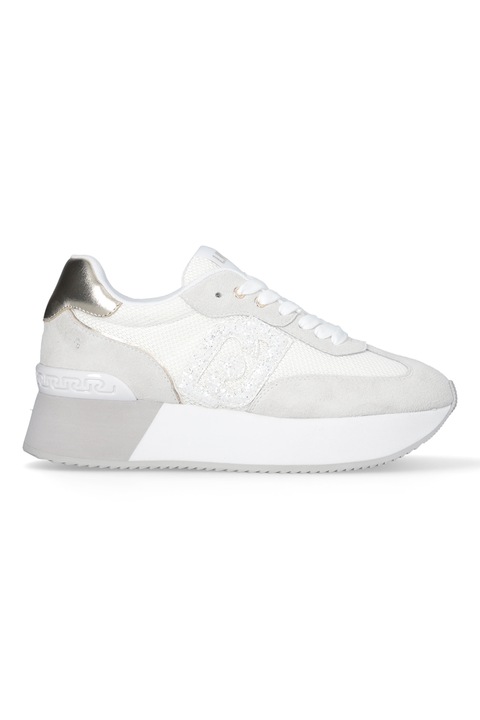 Liu Jo, Pantofi sport din piele cu sireturi si platforma, Alb murdar