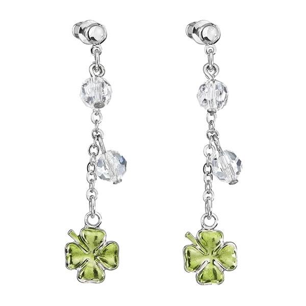 Cercei cu cristale Swarovski FaBOS, Crystal / Green 7440-6337-02, Argintiu, Verde