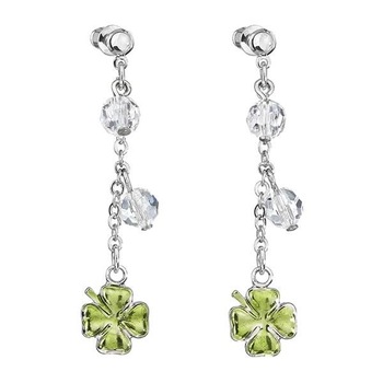 Cercei cu cristale Swarovski FaBOS, Crystal / Green 7440-6337-02, Argintiu, Verde Cercei cu cristale Swarovski FaBOS, Crystal / Green 7440-6337-02, Argintiu, Verde