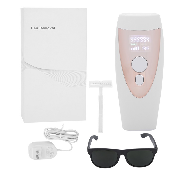IPL epilátor Mmgoqqt, fehér, 24W, 100-240V, 5 beállítási fokozat, LCD kijelző