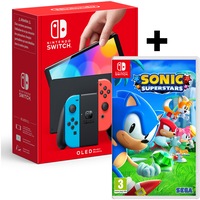 Consola Nintendo Switch OLED, Neon Blue/Red + Joc Sonic Superstars