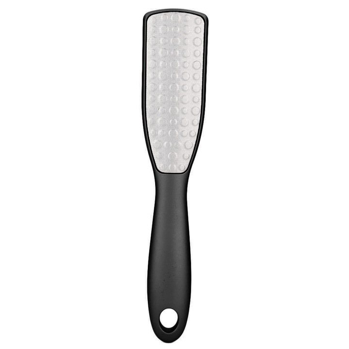 Rozsdamentes acél kozmetikai reszelő, Mmgoqqt, kétoldalas, ergonomikus kialakítású, fekete, 24,5x3 cm