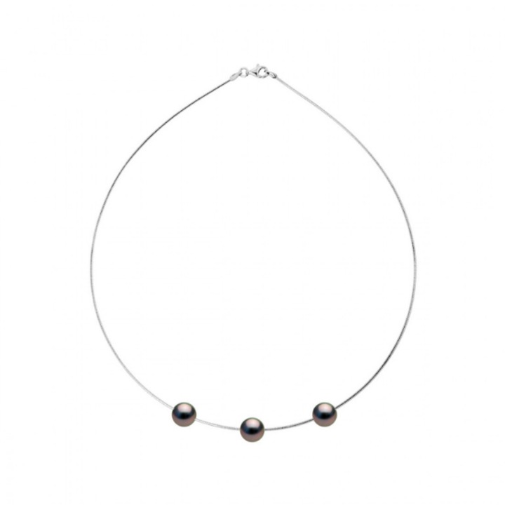 Colier cu Pandantiv Argint si Perle Naturale de Tahiti, Argint, Calitate A+, Rotund, 9-10 mm, 42 cm