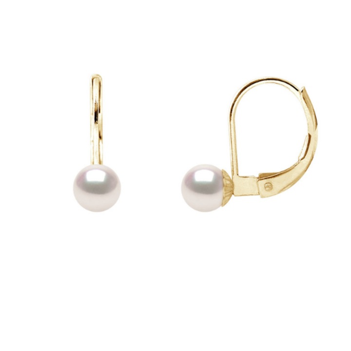 Cercei cu Perle Akoya, Rotunde, 5.5-6 mm, Calitate AA+, Aur Galben 18k