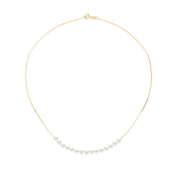 Colier Aur cu Perle Naturala Tahitienne, Aur Galben 9k, Calitate AAA+, Rotund, 4-5 mm, 42 cm, Perle Royale