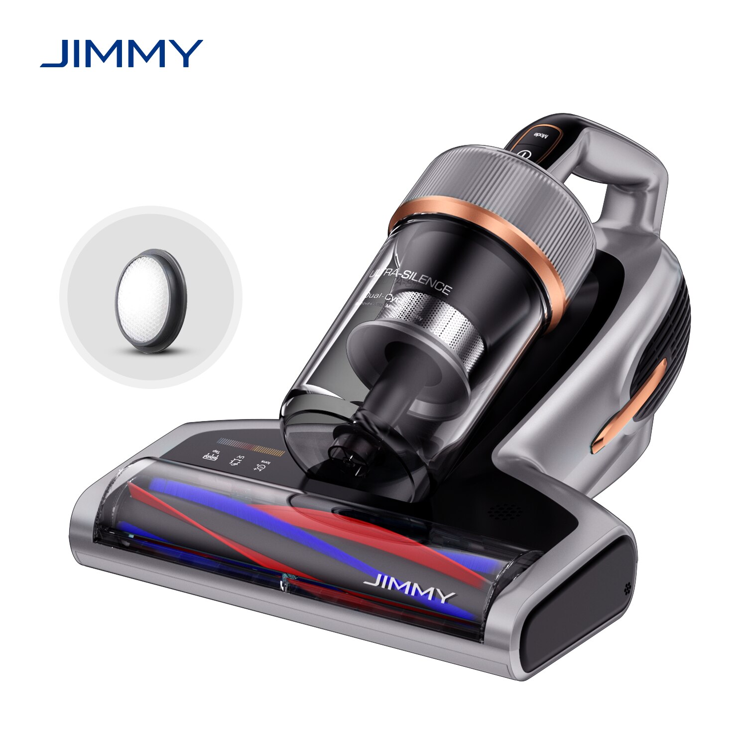 Aspirator portabil JIMMY BX7 Pro Max impotriva acarienilor, 700 W, putere de aspirare 16.000 Pa, 3 moduri, filtrare pe 6 niveluri, sterilizare UV, gri