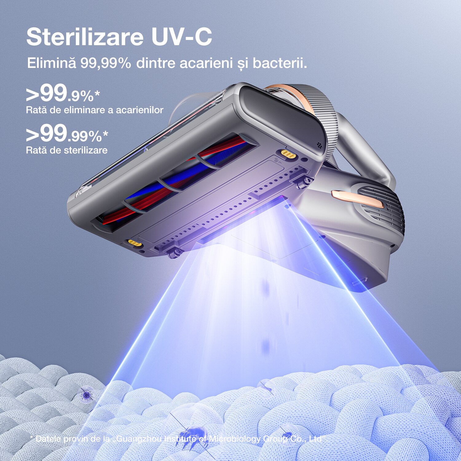 Aspirator portabil JIMMY BX7 Pro Max impotriva acarienilor, 700 W, putere de aspirare 16.000 Pa, 3 moduri, filtrare pe 6 niveluri, sterilizare UV, gri