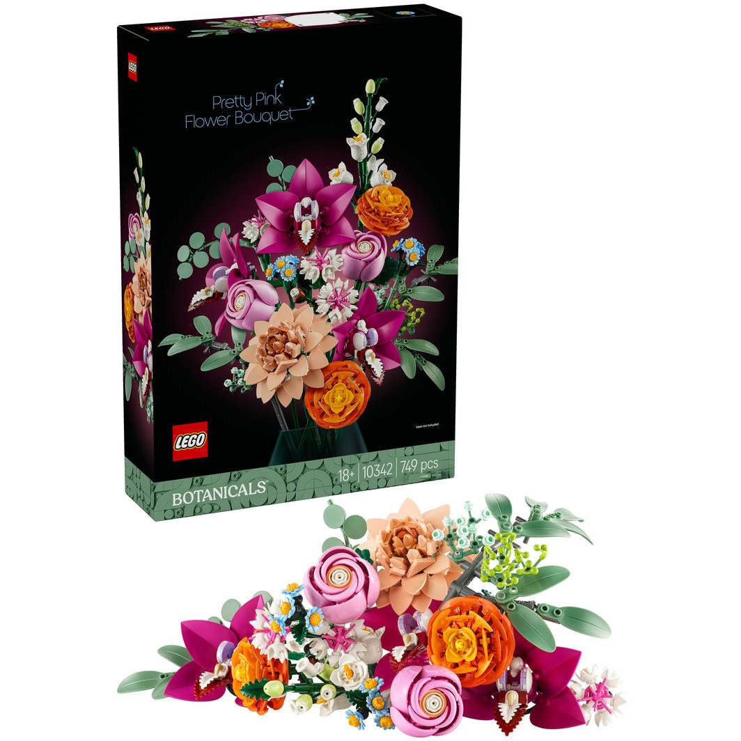 LEGO® Botanicals - Frumos buchet de flori roz 10342, 749 piese, Flori Artificiale, Cadou pentru Femei
