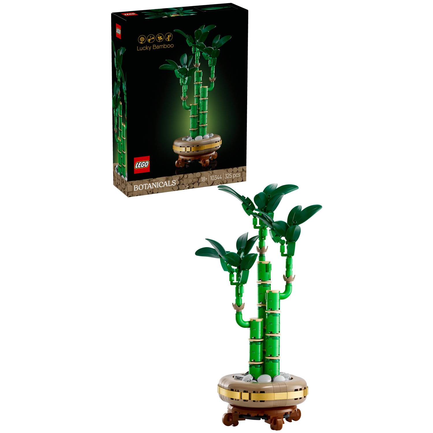 Set de constructie LEGO® Botanicals - Bambus norocos 10344, 325 piese, Planta Artificiala, Idee de Cadou pentru Femei, Cadou pentru Iubita si Pasionatii de Jocuri de Constructie Cr