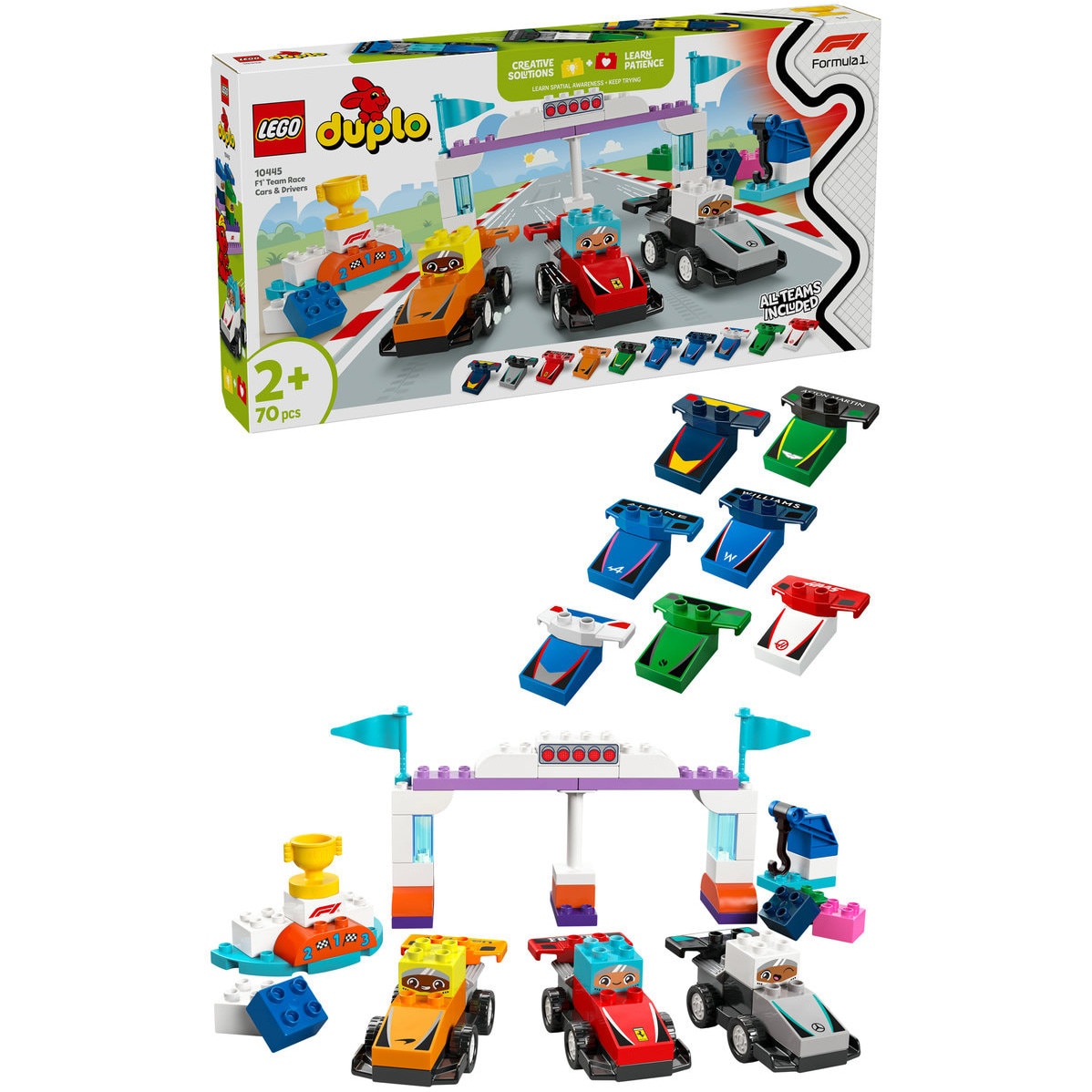 LEGO® DUPLO - Echipa F1®: Masini si piloti de curse 10445, 70 piese