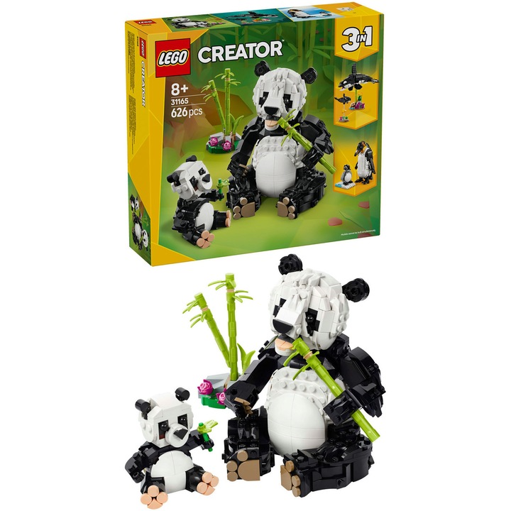 LEGO Creator Pandamaci család 31165 3 az 1-ben vadon élő állatok építőkészlet, 626 db