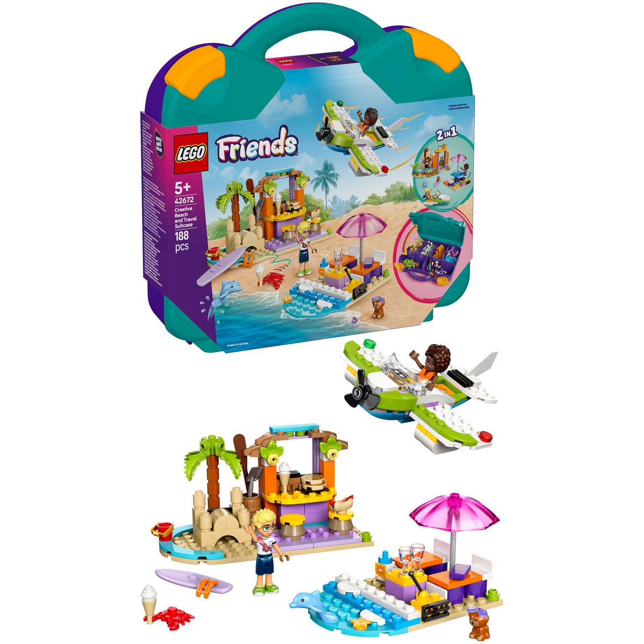 LEGO® Friends - Valiza creativa de plaja si calatorie 42672, 188 piese