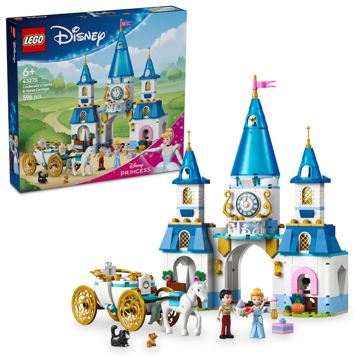 LEGO® Disney Princess - Cinderella's Castle and Carriage 43275, 596 части