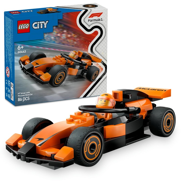 LEGO® City - пилот на F1® със състезателна кола McLaren 60442, 86 части