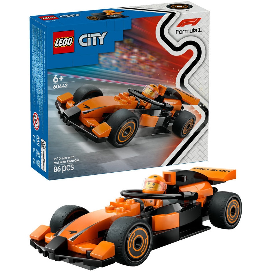 LEGO® City - Pilot F1® cu masina de curse McLaren 60442, 86 piese