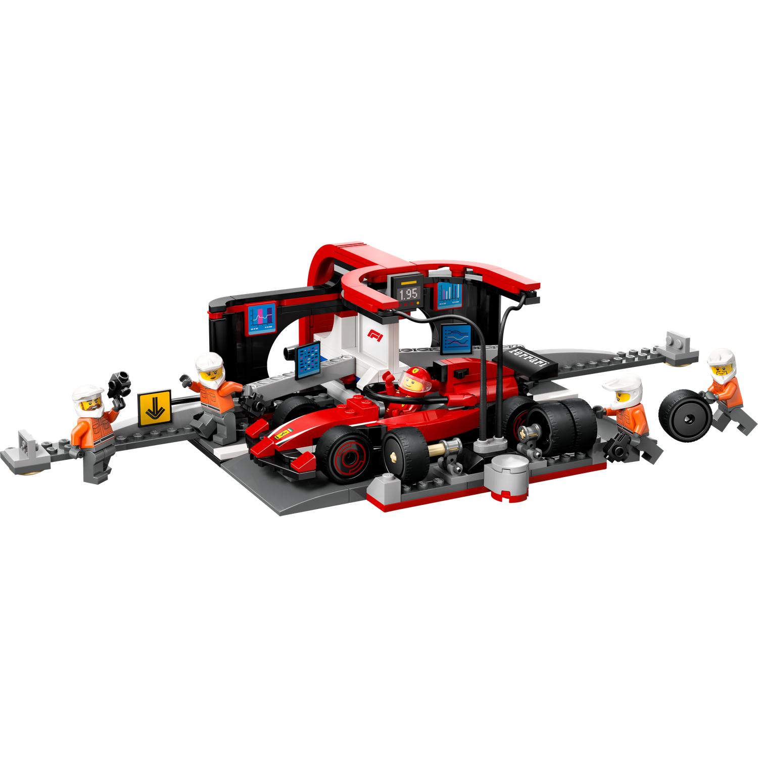 Set de constructie LEGO® City - Boxa si mecanici F1® cu masina