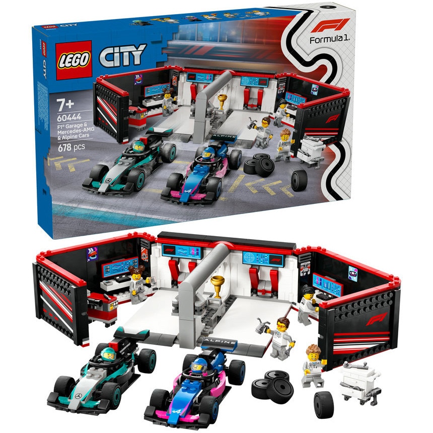 LEGO® City - Garaj F1® si masini Mercedes-AMG si Alpine 60444, 678 piese