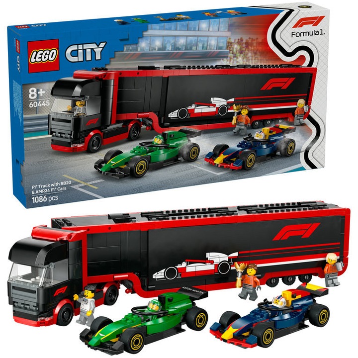LEGO® City - F1®-es kamion, RB20 és AMR24 F1®-es autókkal 60445, 1086 db