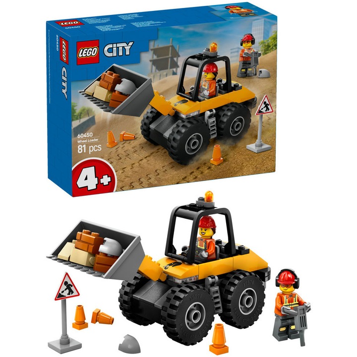 LEGO City 60450 építőkészlet, Sárga rakodógép, 81 db, 4+ év, többszínű