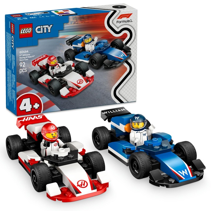 LEGO® City - F1® Williams Racing и Haas F1® 60464 състезателни коли, 92 части