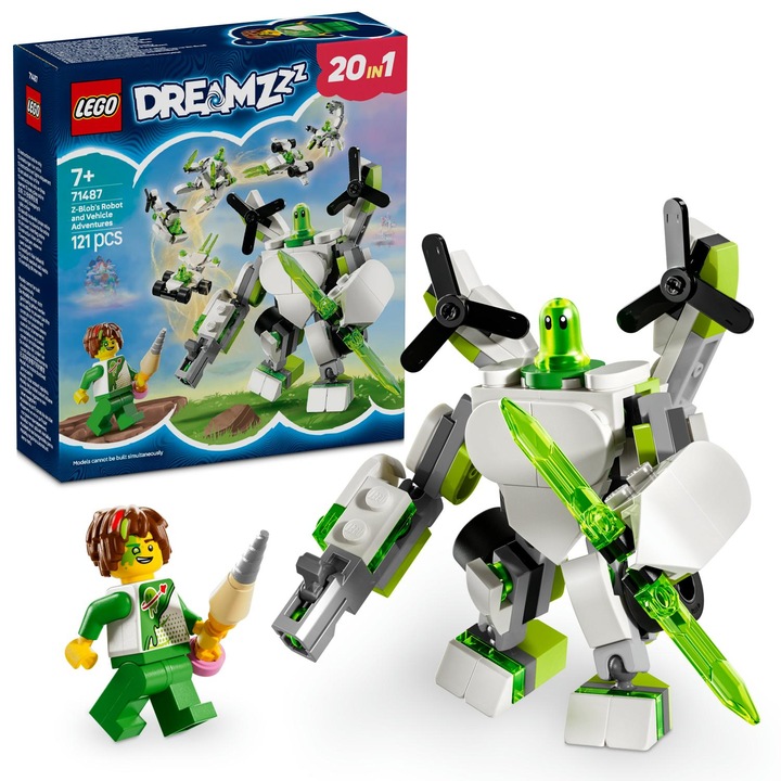 LEGO DREAMZzz 71487 építőkészlet, Z-Blob robot és jármű, 121 db, 7+ év, többszínű