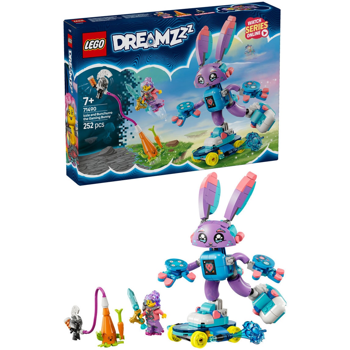 LEGO® DREAMZzz - Izzie si iepurasul de gaming Bunchurro 71490, 252 piese