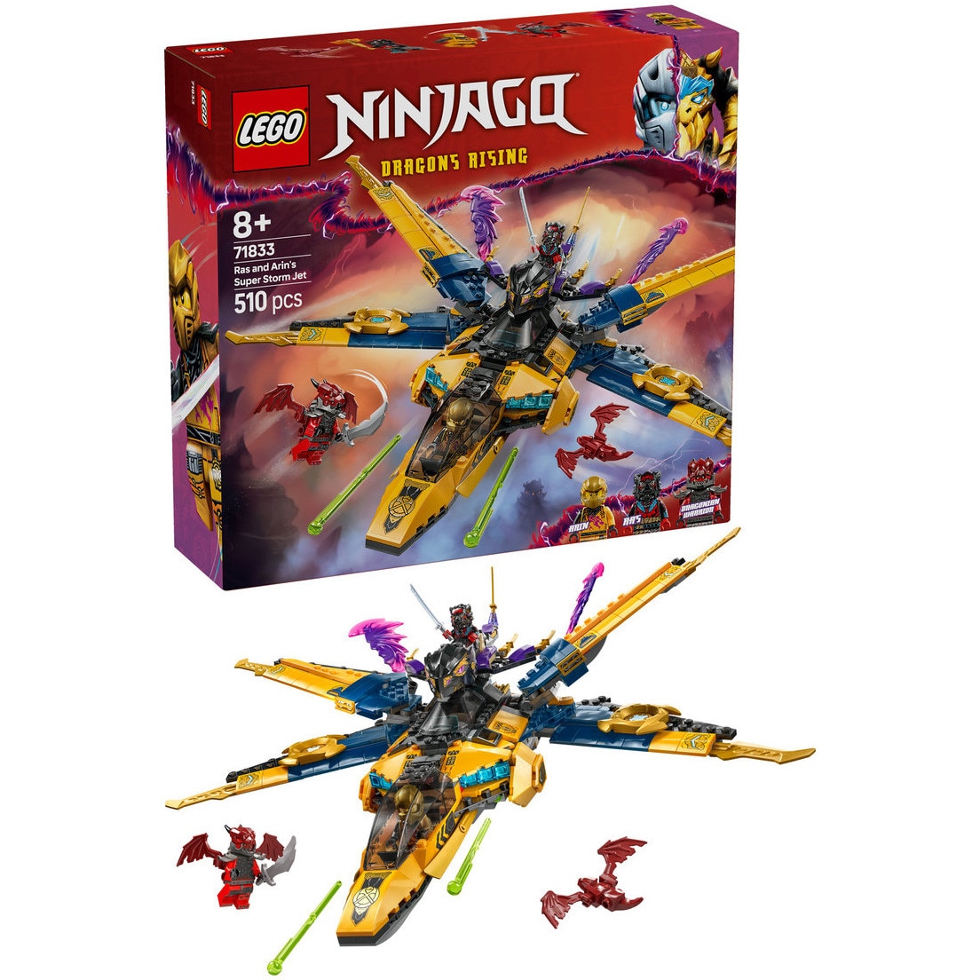 LEGO® Ninjago™ - Superavionul cu reactie al lui Ras si Arin 71833, 510 piese