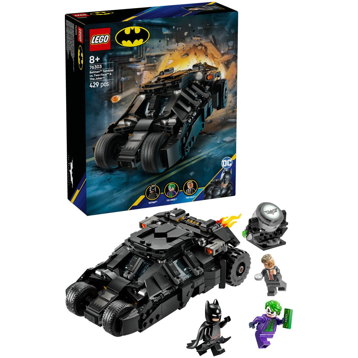 LEGO® DC - Batman™ Tumbler vs. Two-Face™ si Joker™ 76303, 429 piese