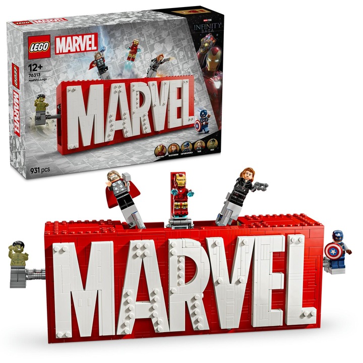 LEGO® Marvel - Лого и мини фигурки MARVEL 76313, 931 части