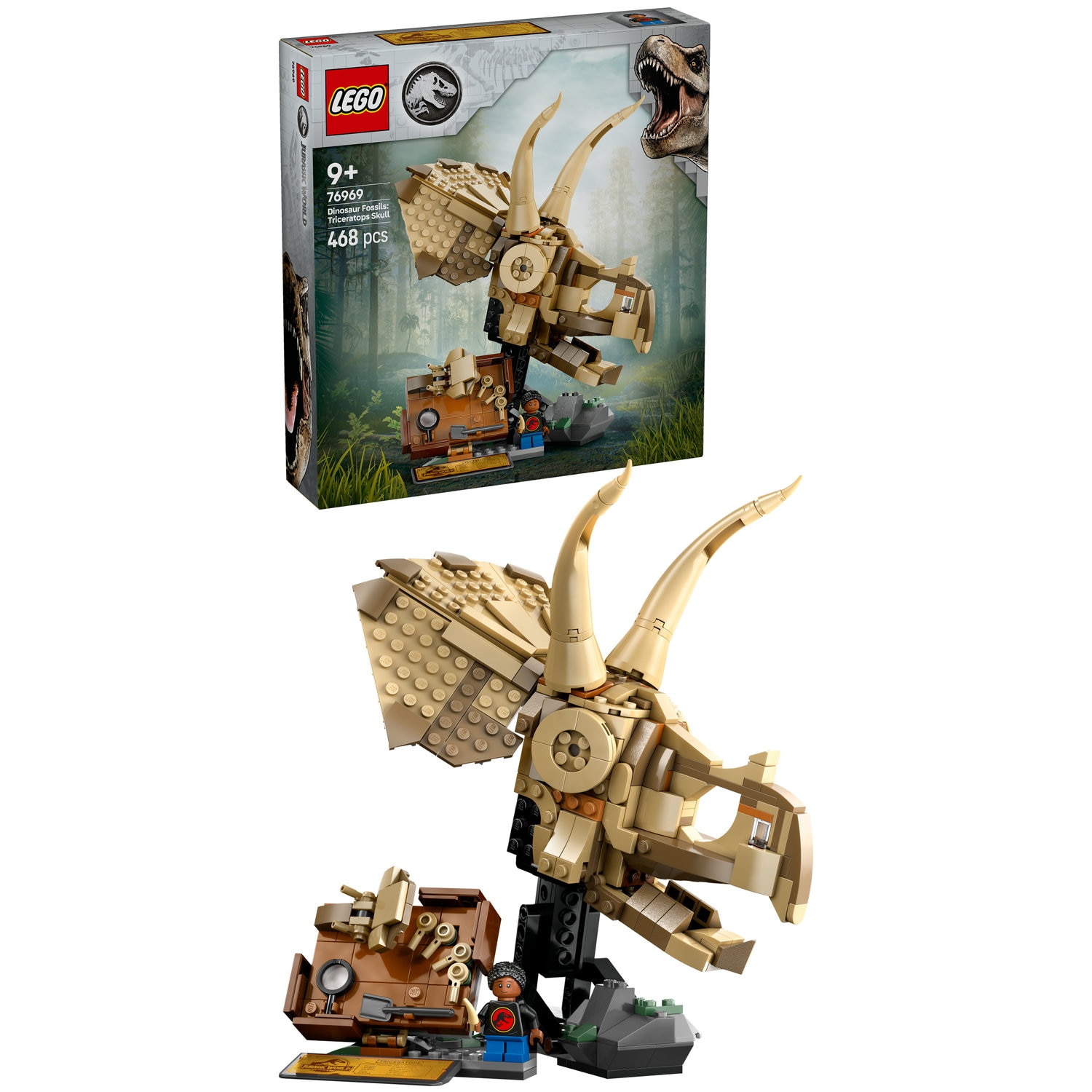 LEGO® Jurassic World - Fosile de dinozaur: craniu de Triceratops 76969, 468 piese