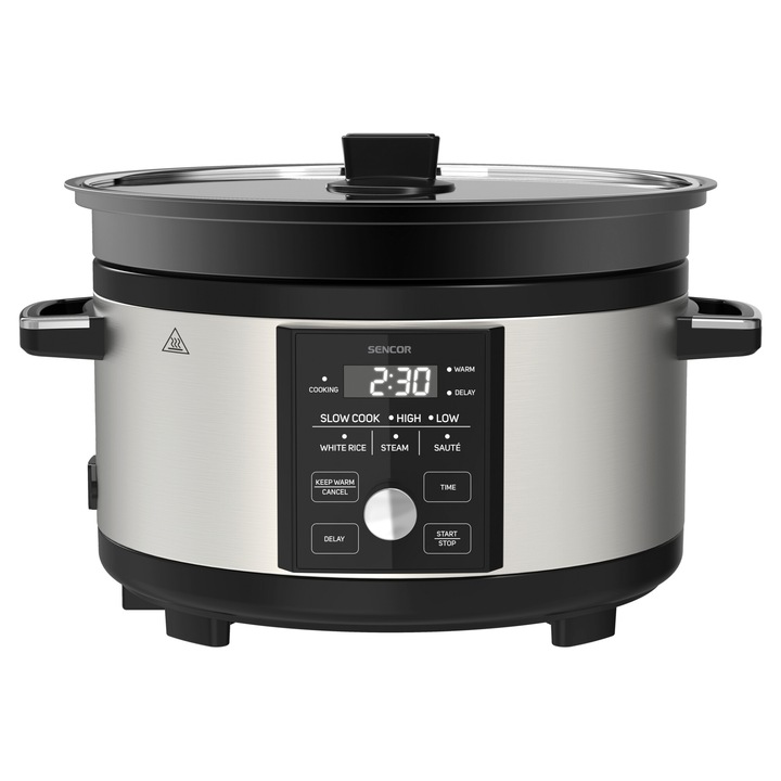 Sencor SPR 5520SS Уред за бавно готвене, 1000 W, капацитет 5,5 л, 5 настройки за готвене, сребриста